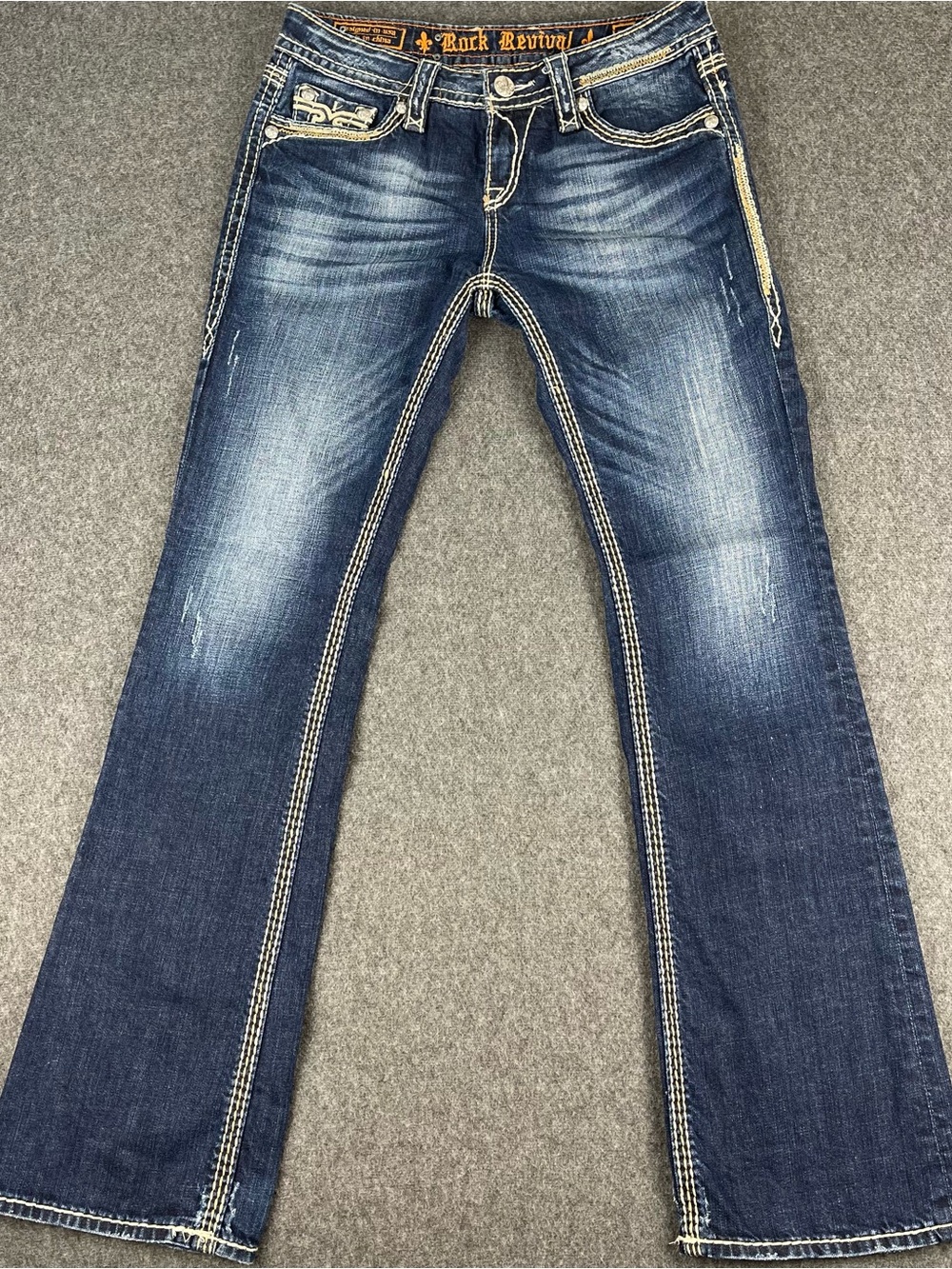 Rock Revival Jeans Womens 28x33 KAI Easy Boot Buckle Exclusive Embroiderd